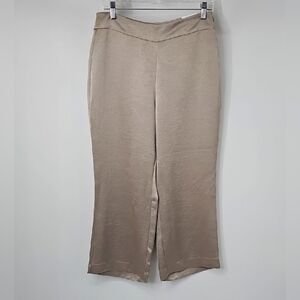 Ann Taylor Elegant Wide Leg Ankle Pants Satiny Champagne Gold Cocktail Evening